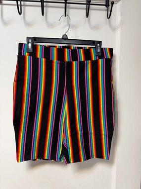 NWOT Torrid Black Rainbow Stripe Bike Shorts